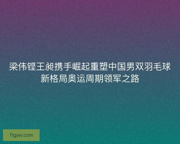 梁伟铿王昶携手崛起重塑中国男双羽毛球新格局奥运周期领军之路