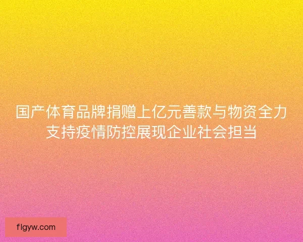 国产体育品牌捐赠上亿元善款与物资全力支持疫情防控展现企业社会担当